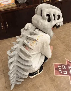 Dinosaur skeleton plush headgear and spine tail funny costume set for party gifts.