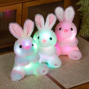 Glowing plush rabbit toy cute colorful LED stuffed bunny doll soft comforting pillow gift for kids