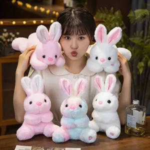 Cute luminous plush rabbit doll colorful glowing bunny toy kids soothing pillow gift