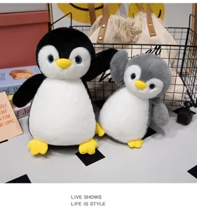 Detalles de juguete de pingüino de felpa lindo, muñeca de tela suave con funciones luminosas.