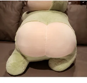 Lindo peluche de rana verde divertido cojín de trasero de animal muñeca suave para niños.