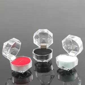 Transparente Acryl Ring Schachtel Schmuck Verpackung achteckige Vitrine mit Schaumstoffeinlagen.