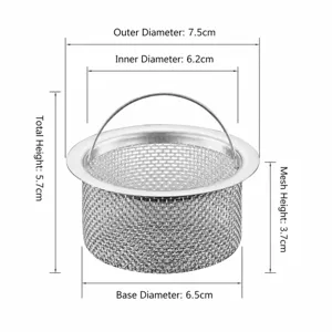 Panier de filtre d'évier de cuisine en acier inoxydable avec poignée, taille 7.5cm