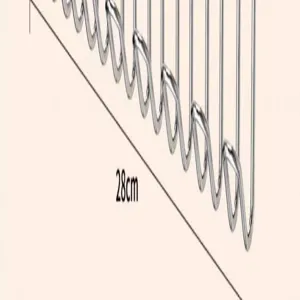 Metal hook rack detail shot, chrome wire organizer part, durable storage accessory.
