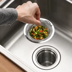 Passoire d'Évier de Cuisine en Acier Inoxydable Anti Colmatage Panier Filtre de Vidange avec Poignée Accessoire