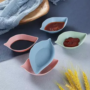 Creative Wheat Straw Leaf Shape Sauce Dish Mini Vinegar Soy Sauce Dish Cute Household Small Vinegar Dish Tableware