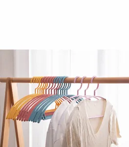 Traceless plastic clothes hanger wide shoulder anti-bump design for home wardrobe storage detail