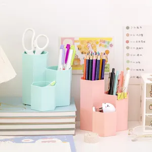 Multifunktionaler hexagonaler Stiftehalter Schreibtisch Organizer, süße Pastell Make-up Box.