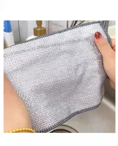 Silver wire dish cloth cleaning rag kitchen mesh scrubber heavy duty pot washing tool