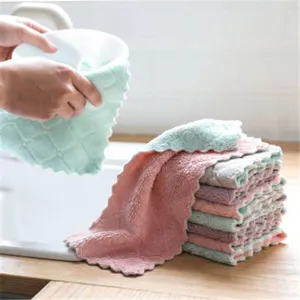 Kitchen Thickened Absorbent Cleaning Cloth Double Sided Dishcloth Oil Free Lint Free Pot Bowl Cleaning Rag