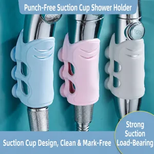 Punch Free Shower Head Holder Silicone Suction Cup Wall Mounted Adjustable Shower Wand Bracket Bathroom Accessories