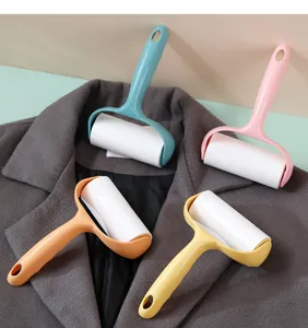 Colorful lint roller set for clothing and pet hair removal with tearable sticky sheets.