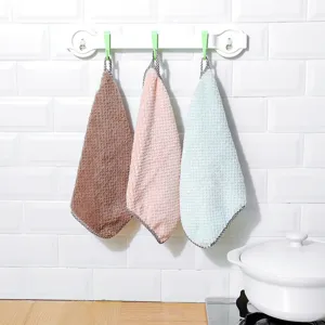 Thickened absorbent kitchen hand towels set, soft hanging cleaning cloths for daily use.