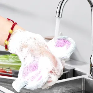 Double-sided silver wire cleaning sponge kitchen dishwashing scouring pad for easy washing