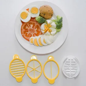 Multi-functional egg slicer kitchen tool plastic egg cutter with interchangeable slicing blades