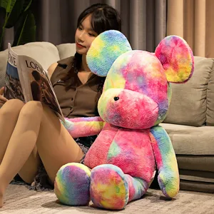Πολύχρωμο Tie-Dye Violent Bear Plush Toy Χαριτωμένο Cartoon Hugging Bear Doll Μαλακό Stuffed Animal Home Decor Gift