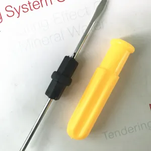 Mini multi-purpose dual-head screwdriver portable small household tool with yellow handle and metal rod