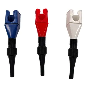 Detailed view of multi-functional clip-on funnels with flexible spouts for easy pouring.