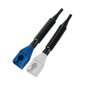Portable plastic oil funnel with flexible hose and buckle design, multi-functional tool.