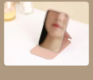 Portable folding makeup mirror desktop pocket vanity mirror pink travel cosmetic mirror