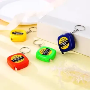 Mini metro a nastro portatile con portachiavi, metro in acciaio tascabile 1m per uso quotidiano.