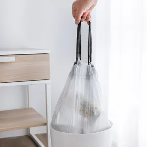 Household thickened drawstring trash bag portable plastic garbage bag for kitchen and daily use.
