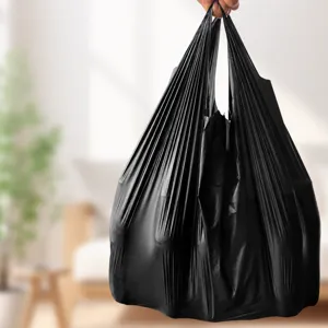 Sacchi della spazzatura neri e resistenti in plastica, sacchetti spessi con forte capacità di carico.