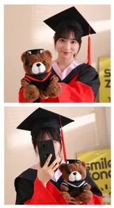 Abschluss Teddybär Plüschtier mit Doktorhut und Robe süßes Abschlussgeschenk für Studenten
