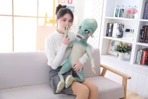 Funny alien plush toy doll, creative weird stuffed pillow cushion for home decor gift.