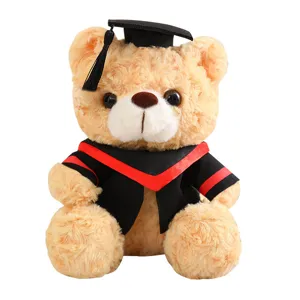 Kuscheliger Teddybär mit Doktorhut und Talar als perfektes Geschenk zum Studienabschluss.