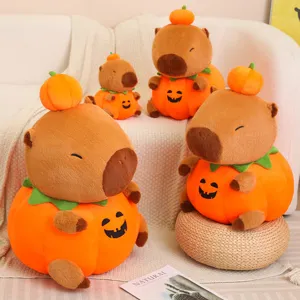 Halloween Pumpkin Capybara Plush Toy Cute Stuffed Animal Doll Soft Cushion Pillow Kids Birthday Gift Home Decor