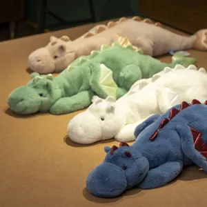 Carino drago peluche lungo cuscino sonno morbido imbottito dinosauro bambola regalo