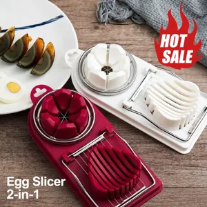 Multifunctional Egg Slicer Stainless Steel Wire 2-in-1 Egg Cutter Kitchen Tool For Boiling Eggs Fruit Vegetables Cooking Home