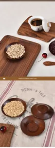 Detailed view of Chinese date wood round snack plates, natural grain texture, durable for home kitchen use.
