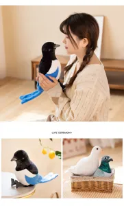 Simulation plush bird toy doll cute magpie pigeon stuffed animal creative gift for kids