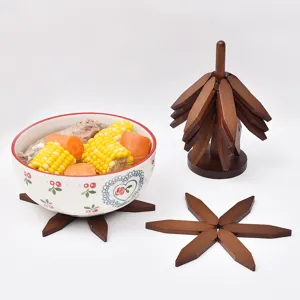 Wooden Christmas tree folding heat insulation mat creative dining table trivet pot holder set