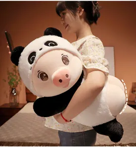 Lindo panda cerdo de peluche suave animal de peluche almohada de sueño para niños
