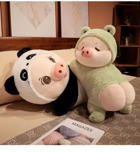 Muñeco de peluche de cerdo panda rana juguete relleno lindo cojín de sueño regalo para niños