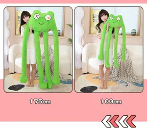 Oversized long leg green octopus plush toy, funny tentacle monster doll pillow for kids.
