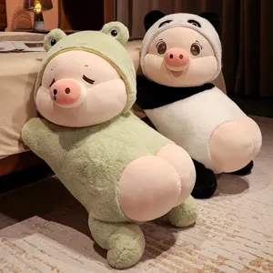 Cerdo De Dibujos Animados Transformado En Panda Y Rana Juguete De Peluche Lindo Muñeco De Animal Relleno Suave Almohada Para Dormir Regalo De Niñas