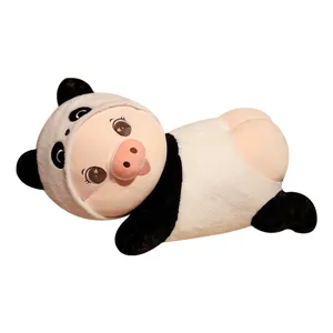 Lindo peluche de cerdo panda de dibujos animados cojín suave para niños y regalo.