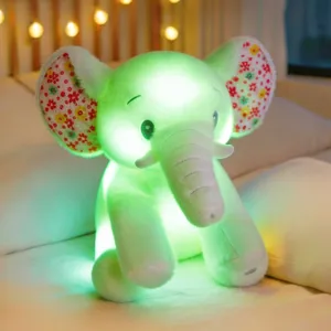 Glowing Elephant Plush Toy Night Light Cute LED Stuffed Animal Bedside Lamp Gift Kids