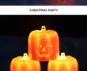 Leuchtende orange LED Halloween Kürbis Laternen mit Gesichtern für gruselige Party Deko