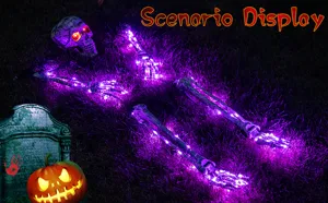 5-teiliges leuchtendes Halloween-Skelett mit lila LED-Lichtern im Garten