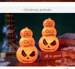 Lumières de citrouille LED décoratives empilées avec des visages brillants