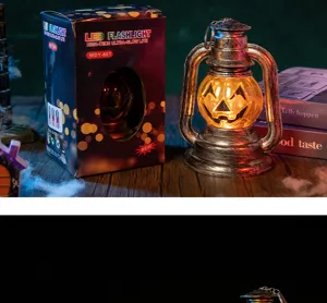 Lanterne citrouille d'Halloween à LED vintage avec son emballage de produit décoratif