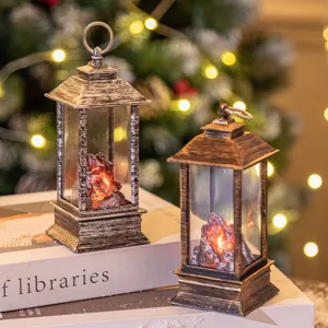 Lot de deux lanternes LED à flamme décorative effet cheminée pour veilleuse de Noël ambiance