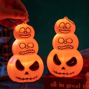Lanterne citrouille LED Halloween empilée avec visages effrayants pour décoration