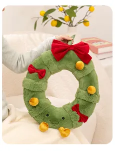 Christmas wreath plush toy cute stuffed doll soft festival holiday gift home decor