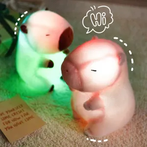 Cute Capybara Plush Toy Glowing LED Stuffed Animal Soft Mink Fleece Doll Night Light Kids Gift Home Decor
